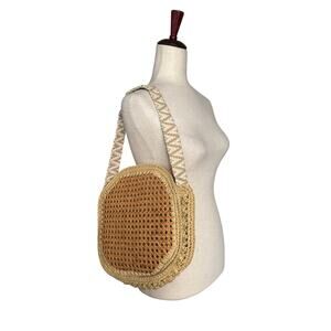Caterina Bertini Resort Wear Round Straw Bag Italy Beachy Summer Boho Chic